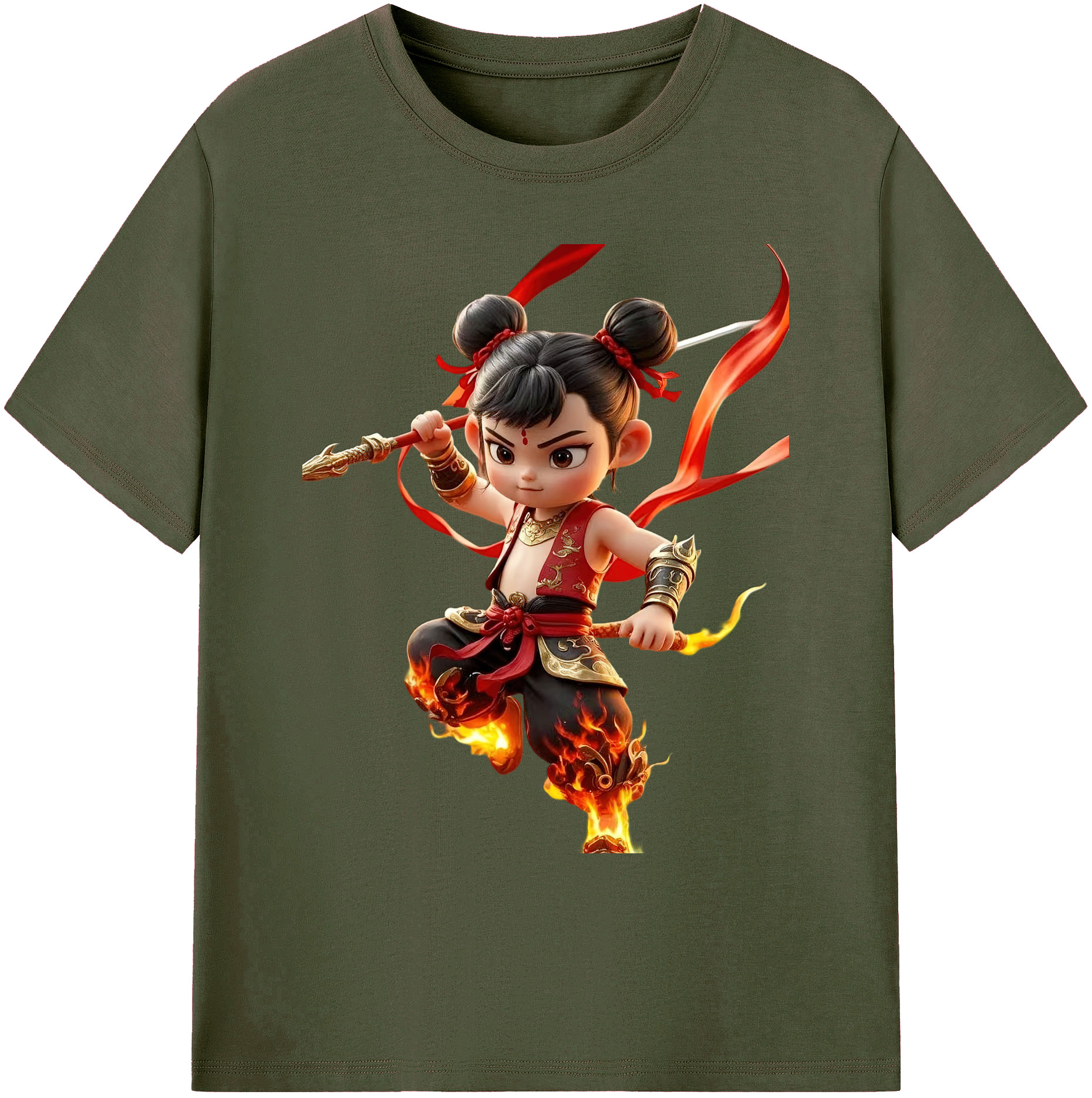 （画像用） Ne Zha 2 ナタ 魔童の大暴れ 綿100％ メンズ半袖Tシャツ｜肌触りやわらか＆通気性